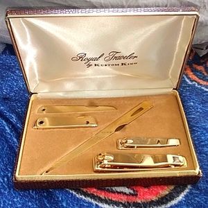 Royal Traveler by Kustom King Nail Clipper Kit Gold Color with Leather Case